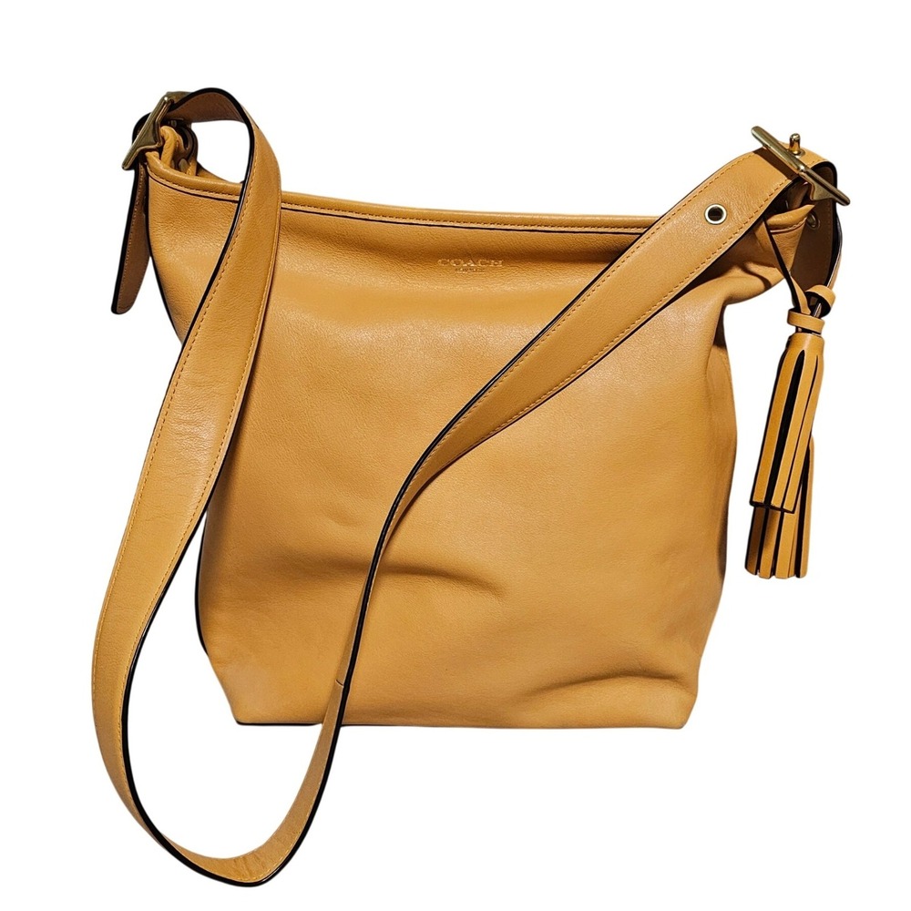 Coach Leather Shoulder Bag in Warm Tan/Yellow Gold